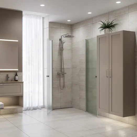 Scanbad svingdør A 79x200cm børstet satin/isglas