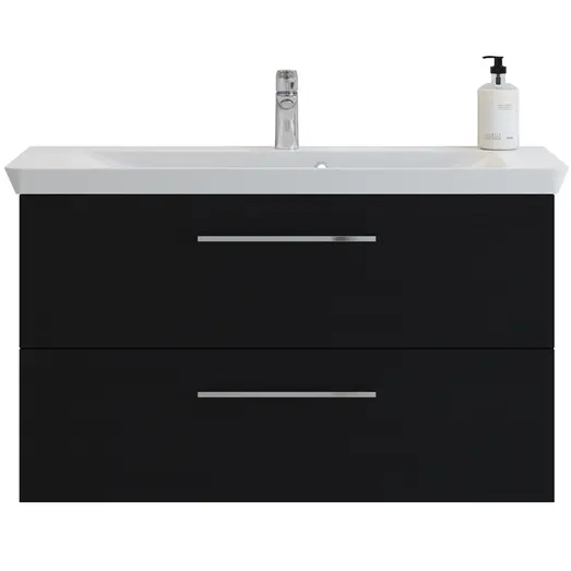 Scanbad vaskeskab m/marbelle vask 100cm sort