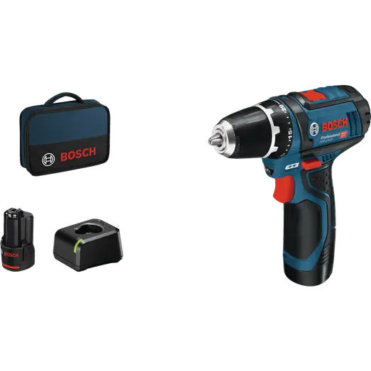 Bosch GSR 12V-15 akku bore-skruemaskine 2 x 2,0 Ah batterier og lader