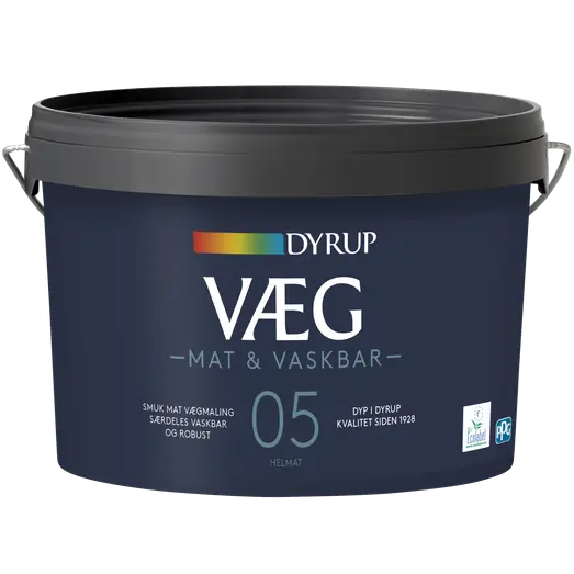 Dyrup væg 05 mat & vaskbar hvid 2,25 L