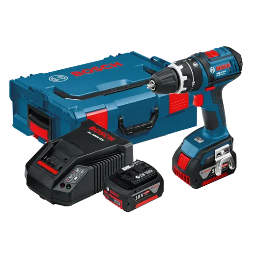 Bosch akku slagboremaskine GSB 18 V-LI DY 2x4,0Ah L-Boxx