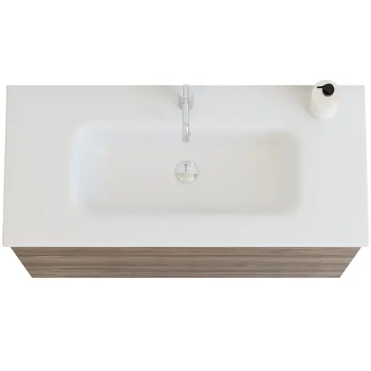 Scanbad Delta vaskeskab m/Dewy håndvask 100cm brun eg