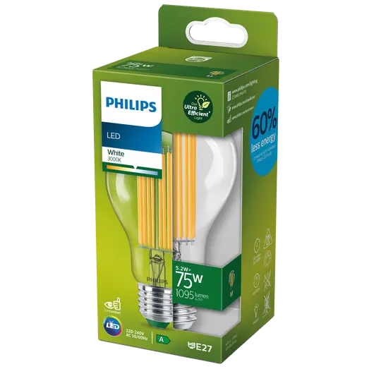 Philips Ultra Efficient LED pære 75W A-klasse, E27