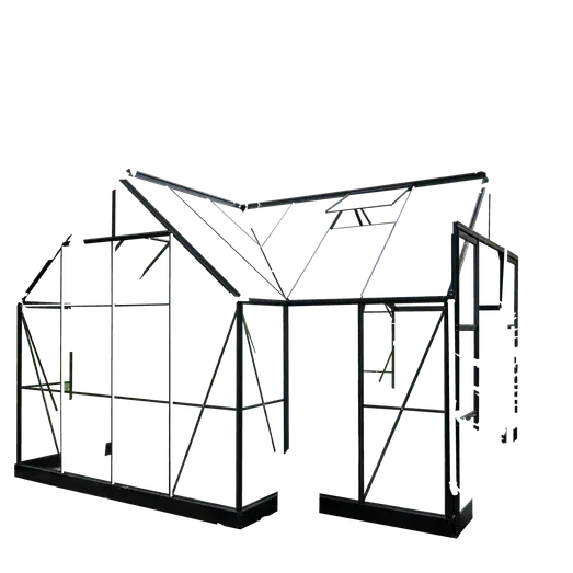Halls ICON Gardenhouse 8 13 m² sort m/3 mm hærdet glas og fundament