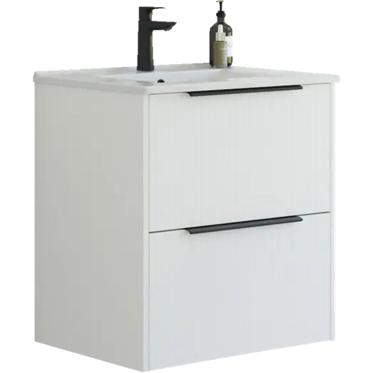 Scanbad NOW vaskeskab m/to skuffer 65,8x45,5 mat hvid stribet front