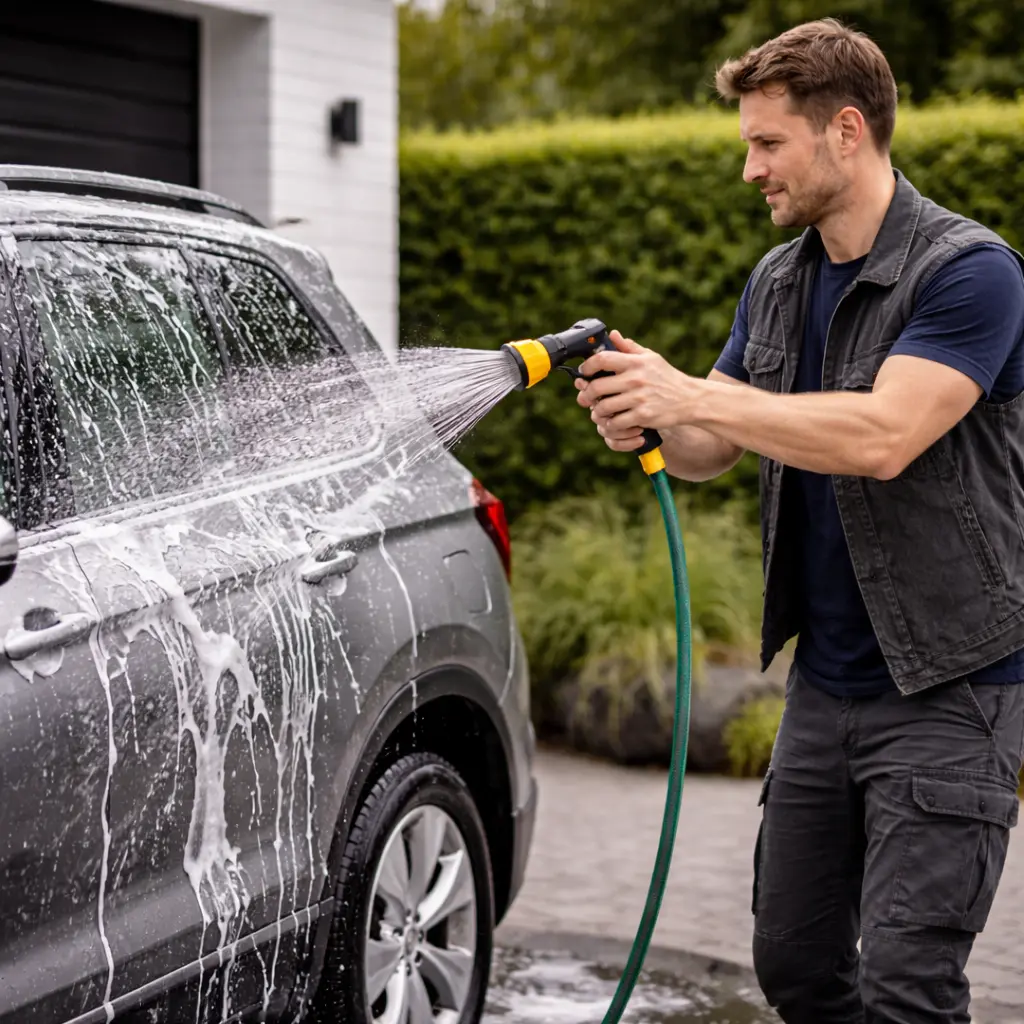 bilvask med regnvand