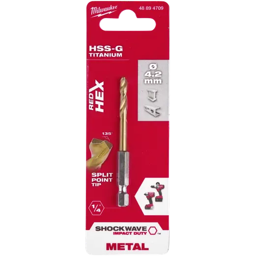 Milwaukee Red Hex shockwave™ HSS-Tin metalbor 4,2 mm