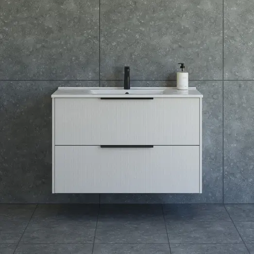 Scanbad NOW vaskeskab m/to skuffer 65,8x45,5 mat sand stribet front