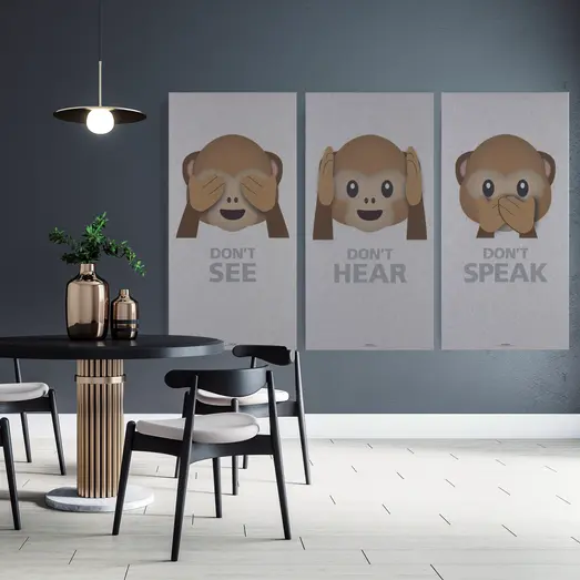 Art-Acoustic akustikbillede Abe Don´t Hear 9x600x1200 mm lys grå