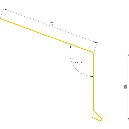 Bygtjek tagfod 55x80x1000 mm sort alu