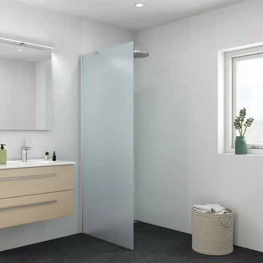 Scanbad brusevæg D 79x197,8cm børstet satin/isglas