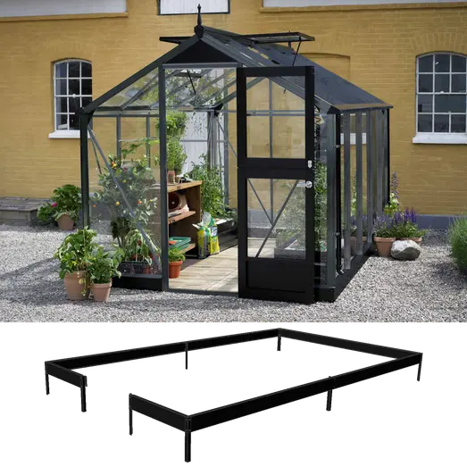 Juliana Compact 8,2 m² - drivhus antracit/sort med 3mm hærdet glas inkl. fundament