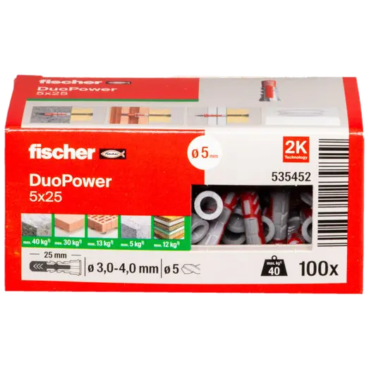 Fischer universaldybel duopower 5x25 DIY 100 stk