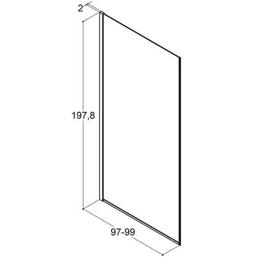 Scanbad brusevæg D 99x197,8cm mat sort/klart glas