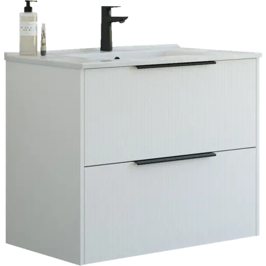 Scanbad NOW vaskeskab m/to skuffer 65,8x45,5 mat hvid stribet front