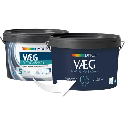 Dyrup vægmaling mat og vaskbar 5 hvid