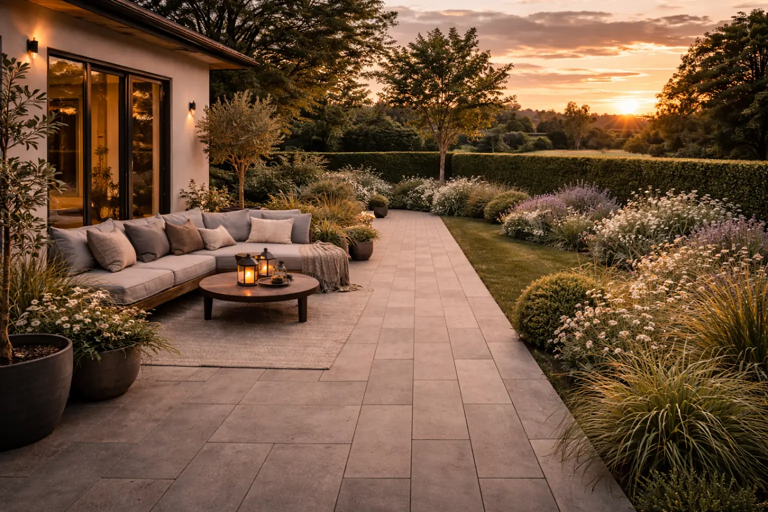 terrasse med aflange fliser