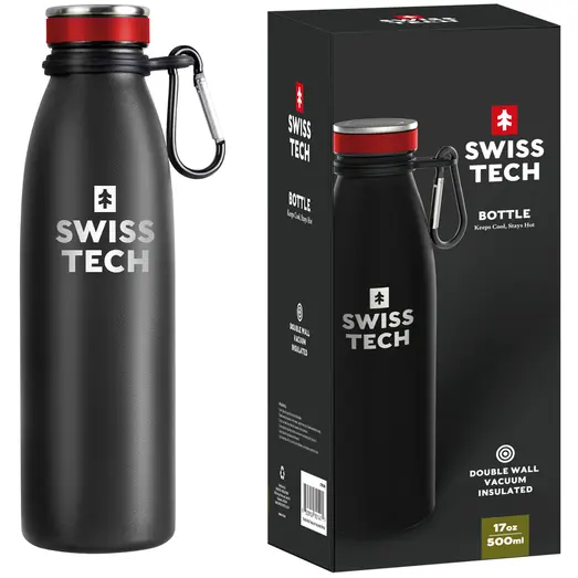 SwissTech termo drikkeflaske sort 500ml.