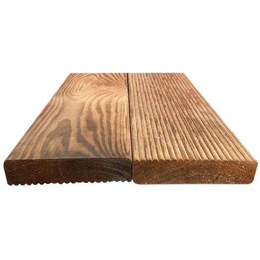 Terrassebrædder rillet/glat fyr brunimprægneret 32 x 125 mm