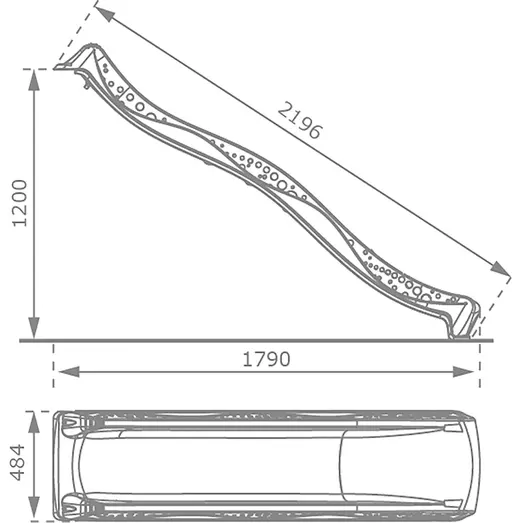 Plus plast rutsjebane gråsort 220 cm