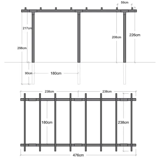 Plus pergola dobbelt 2 moduler sort