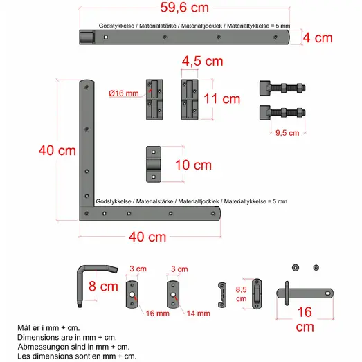 PLUS Klink enkeltlåge 100×163 cm sort PEFC inkl. sort beslag