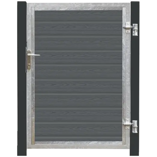 PLUS Artura komposit enkeltlåge 115×135 cm højrehængt m/gråsorte stolper til nedstøbning