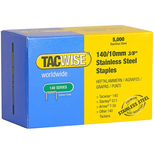 Tacwise 140 / 10mm hæfte klamme rustfri stål