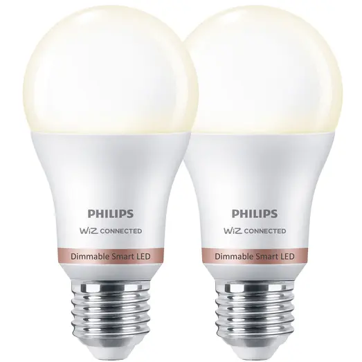 Philips Smart WiZ white LED pærer E27 8,5W standard mat 2 stk