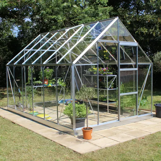 Halls Universal 128 drivhus alu. med glas, inkl. sokkel 9,9 m²