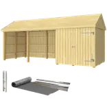 Plus Classic Multi Havehus 14,5 m² 3 moduler m/enkeltdør og åben front inkl. tagpap/alulister/H-stolpefødder