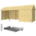 Plus Classic Multi Havehus 14,5 m² 3 moduler m/enkeltdør og åben front inkl. tagpap/alulister/H-stolpefødder