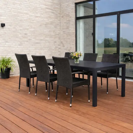 Guldborg/Nordsø havemøbelsæt med bord og 6 stole sort