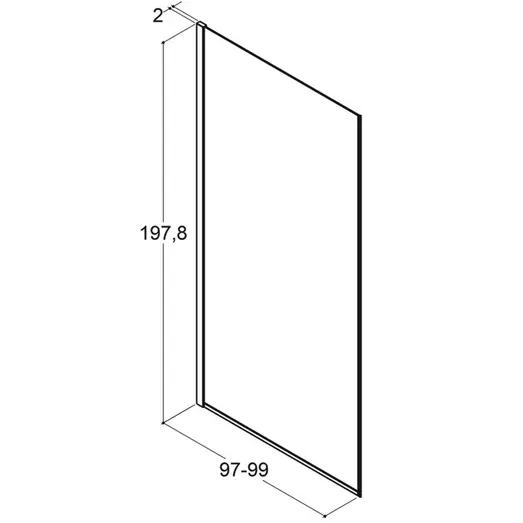 Scanbad brusevæg D 99x197,8cm børstet satin/klart glas