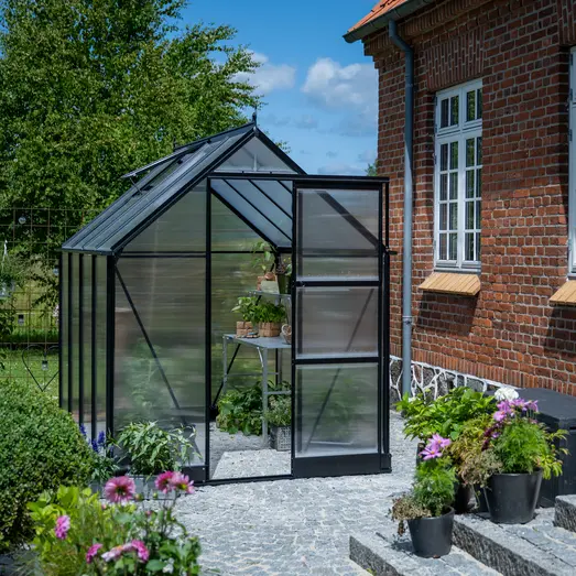 Halls ICON 6 drivhus 4,9 m² (6'x8') sort m/4 mm polycarbonat