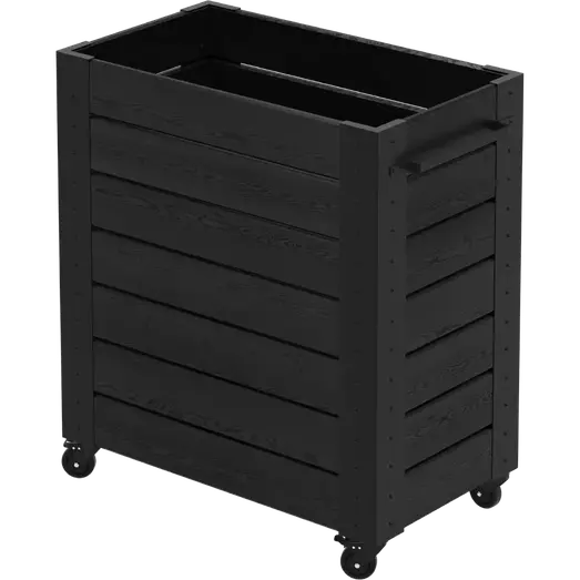 PLUS Cubic blomsterkasse m/hjul 87×50×98 cm sort