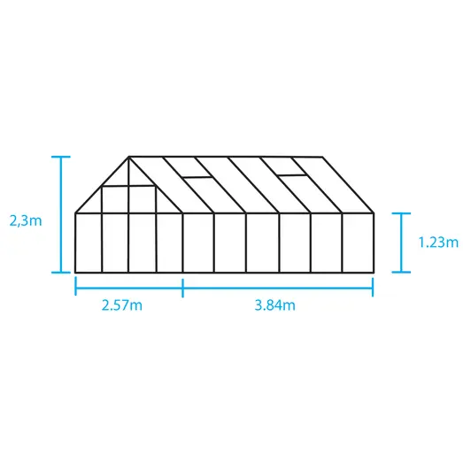 Halls Universal 128 drivhus alu. med glas, inkl. sokkel 9,9 m²
