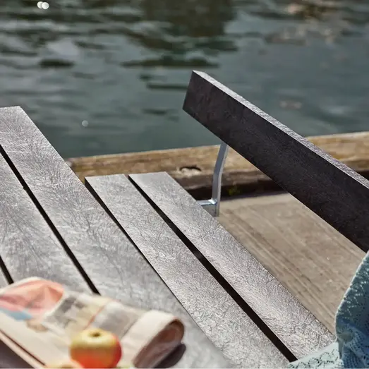 PLUS Ryglæn til bord/bænkesæt 177 cm RePlast Sort