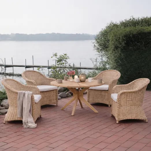 Bork/Furreby havemøbelsæt med bord og 4 stole teak/natur