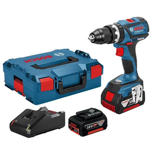 Bosch GSB 18V-EC professional slagboremaskine 2x5.0 Ah batteri i L-BOXX