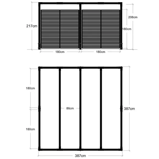 Plus Cubic Pergola 3 moduler med tokyo hegn sort