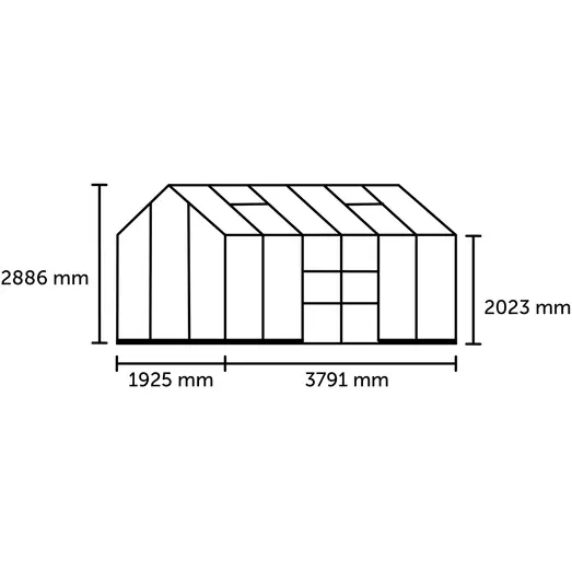 Halls ICON Planthouse 6 7,3 m² sort m/3 mm hærdet glas og fundament
