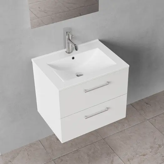 Badskab Milano 2 skuffer m/vask hvid, 60 cm