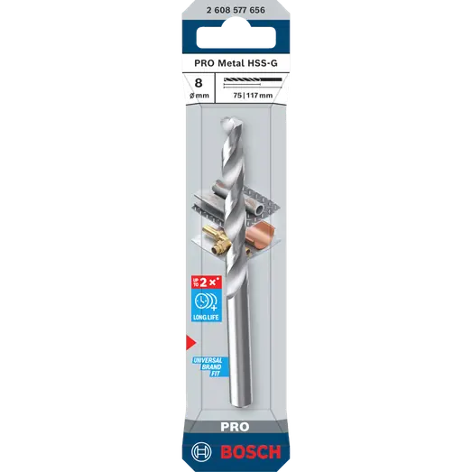 Bosch PRO Metal HSS-G-spiralbor, 8x75x117 mm