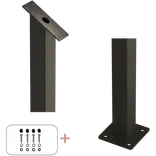 Plus Stålstolpe m/fod inkl. bolte til trappe gelænder 4,5x4,5x87,1/80,4 cm sort