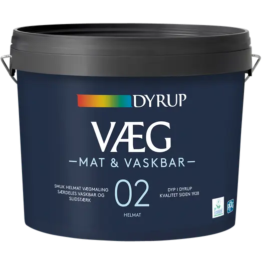 Dyrup væg 02 mat & vaskbar hvid 4,5 L