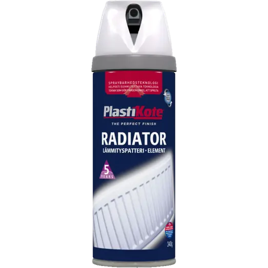 Plasti-kote radiator twist spraymaling satin hvid