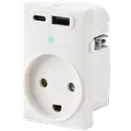 FESH SWITCH Curveline stikudtag 2x USB 1,5 m/jord hvid