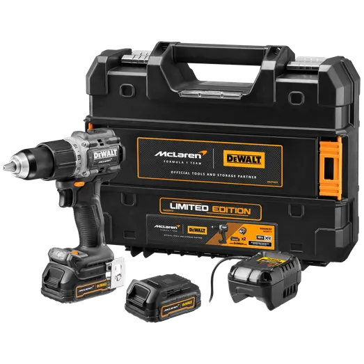 DeWALT DCD85ME2GT-QW 18V XR slagboremaskine Mclaren edition 2x1.7 Ah PS-batterier og lader