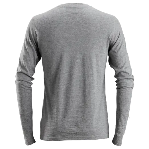 Snickers Allroundwork t-shirt langærmet uld gråmeleret